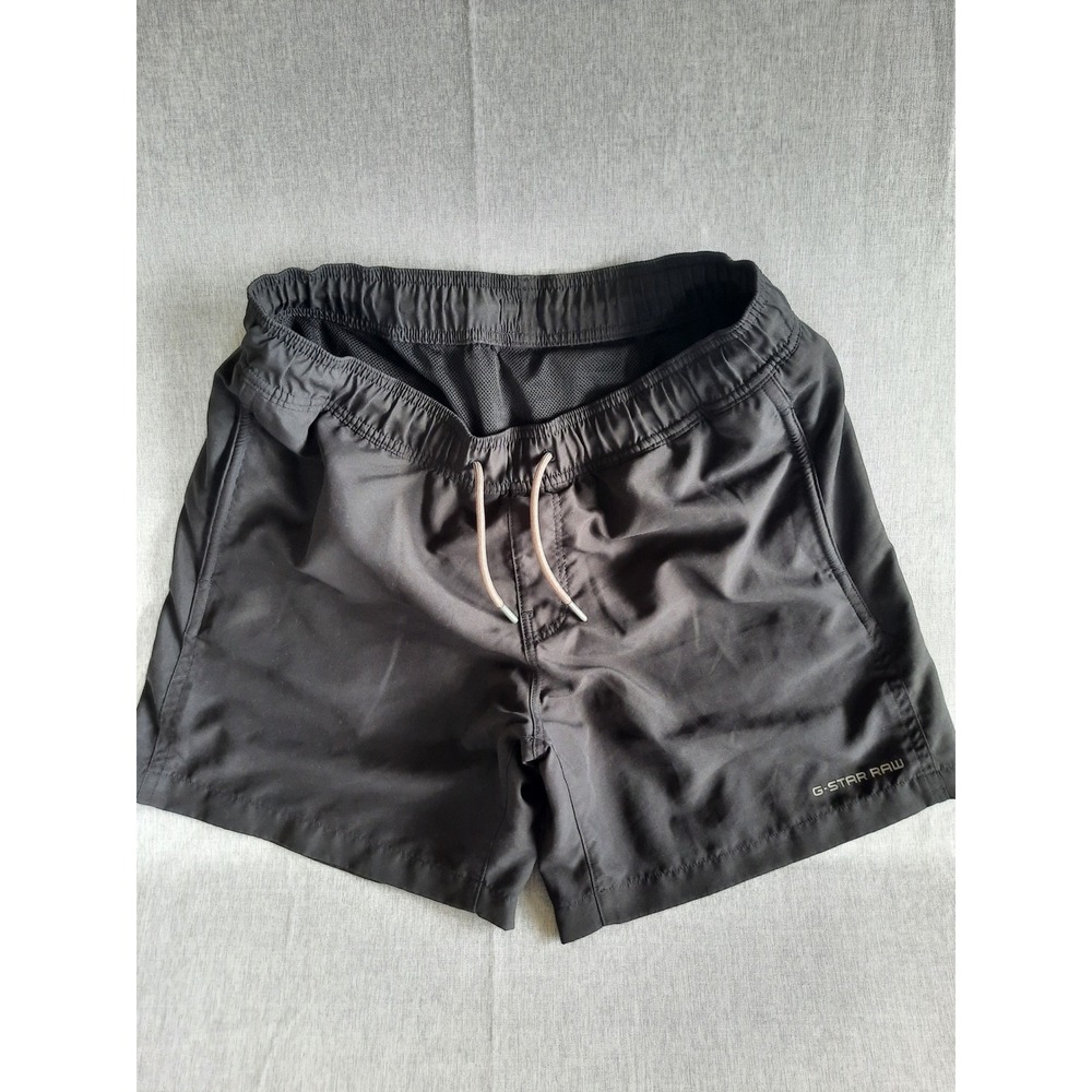 G-Star Raw Men Large Polyester Waistband Drawstring Sweat Black Athletic Short